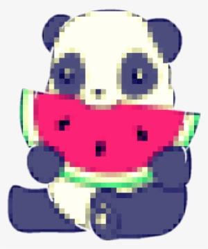 Cartoon Panda Eating Watermelon