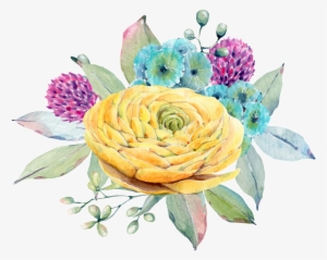 Hand Painted Yellow Flowers Floral Png Transparent - Flower
