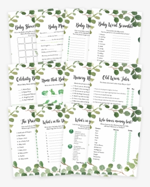 Greenery Foliage Baby Shower Game Pack - Game