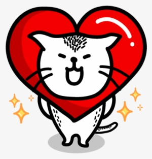 Graphic Black And White Download Heart Cat Lite Sticker - Heart Cat Sticker