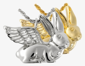 Ears Up Rabbit Cremation Jewelry - Silver Cremation Jewelry: Rabbit Ears Up