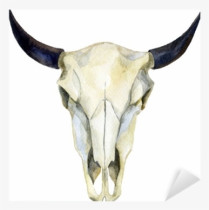 Watercolor Cow Skull Sticker • Pixers® • We Live To - Buffalo Skull With Flowers