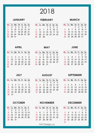 2018 Calendar Png Transparent Images Png All - Calendar