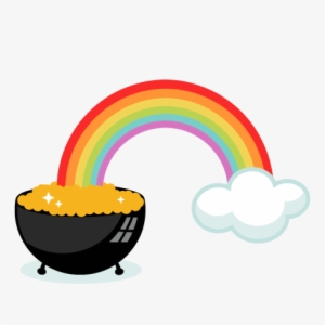 Pot Of Gold With Rainbow Svg Cutting Files For Scrapbooking - St Patricks Day Clipart Rainbow