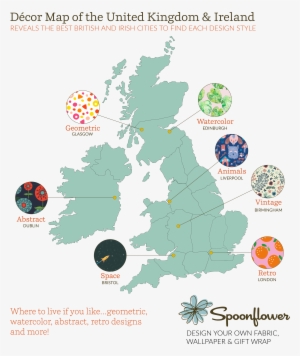 Spoonflower's Uk And Irish Decor Map - Uk Map Minimalist