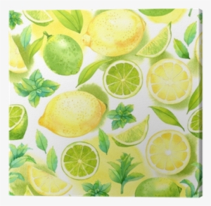 Seamless Pattern With Watercolor Lime, Lemon And Mint - Citrus Pattern By Achtung - Customized Wallpaper Patterns