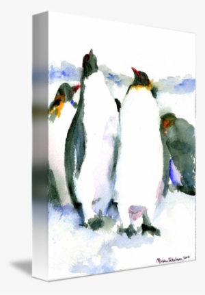 Drawing Penguins Watercolor Image Transparent - Gallery-wrapped Canvas Art Print 11 X 15 Entitled Penguin