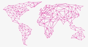 World Map Pink - Carte Du Monde Stylisée