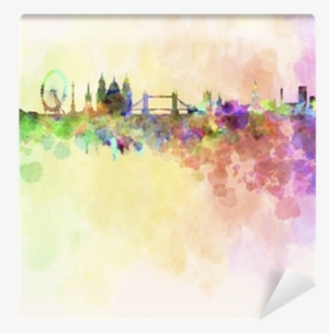London Skyline In Watercolor Background Wall Mural - Watercolor London
