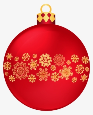 Red Christmas Ball With Snowflakes Png Clipart - Clip Art Christmas Balls