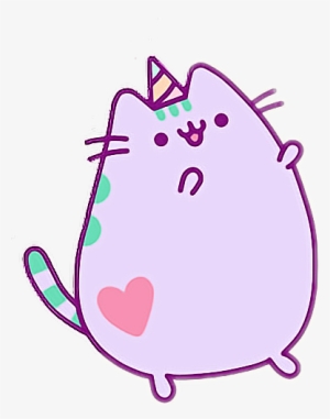 Kawaii Pusheen Cat Lila Party Heart Tumblr - Purple Pusheen Transparent
