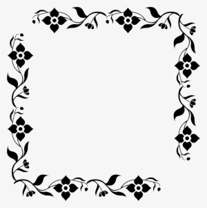 Floral Frame Vector Black And White - Floral Black Frame Png