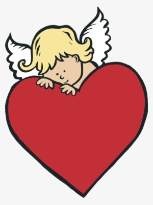 Cupid Hiding Behind Heart - Cupid Clipart