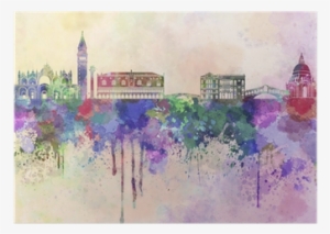 Venice Skyline In Watercolor Background Poster • Pixers®