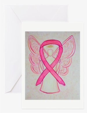 Pink Awareness Cancer Ribbon Angel Greeting Cards