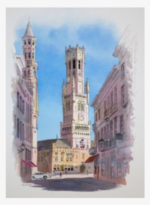 ink and watercolor on paper image size - gothic architecture