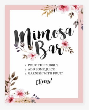 Blush Pink Floral Mimosa Bar Sign Printable By Littlesizzle - Baby Shower Signs For Tables