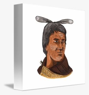 Chief Warrior Bust Watercolor By Aloysius Patrimonio - Watercolor Painting
