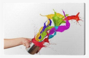 Colored Paint Splashes Splashing Out Of Can Canvas - Paint