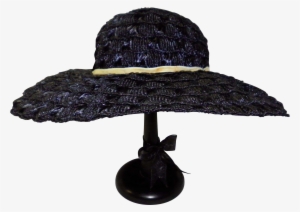 Vintage Navy Blue Woven Straw Hat By Mr - Straw Hat