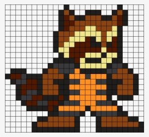 Rocket Raccoon Perler Bead Pattern / Bead Sprite - Pixel Art Rocket Raccoon