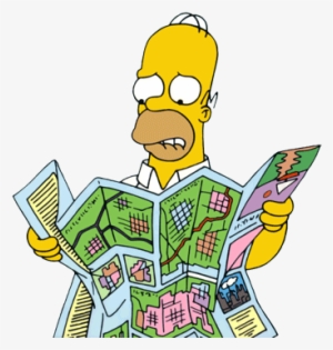 38kib, 350x365, Map-confused - Homer Simpson Reading A Map