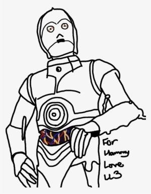 C3po Drawing - C 3po Lineart Png
