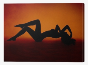 Woman Sexy Silhouette Lying At Red Orange Background - Sex, Drugs, And A Beautiful Woman By B. L. Roberts