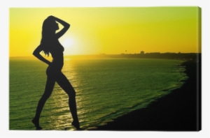 Sunset, Sexy Nude Woman Silhouette Canvas Print • Pixers® - Silhouette