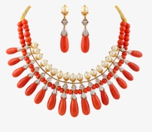 A Necklace Of Coral And Pearl In Nizami Design - Traditional Coral Maharashtrian Jewellery