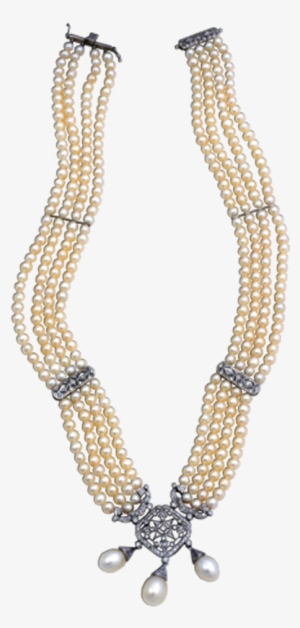 Pearl And Diamond Necklace - Necklace