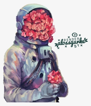 Astronaut And Flowers
