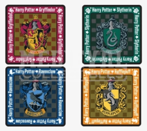 Harry Potter School Crest 4 Piece Square Coaster Set - Harry Potter Hogwarts Coasters