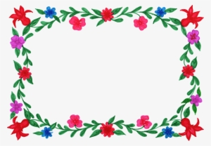 6 Flower Frame Colorful Rectangle Png Transpa Onlygfx - Flowers Photo Frames Png