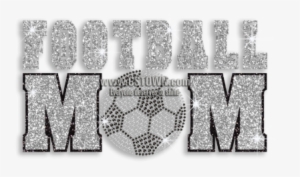 Silver & Black Football Mom Soccer Iron On Glitter - Illustration
