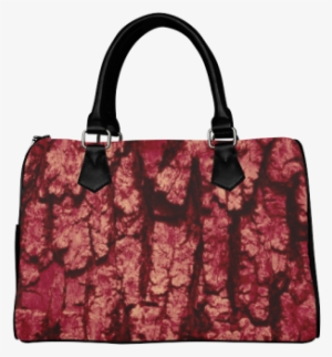 Tree Bark Structure Red Boston Handbag