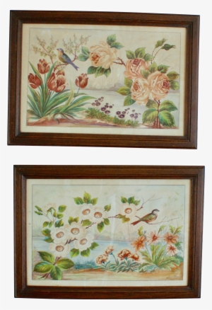 A Beautiful Pair Of Watercolor Paintings Featuring - Watercolor Painting