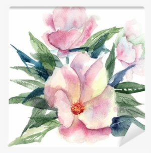 Stylized Pink Flower, Watercolor Illustration Wall - Watercolor Painting