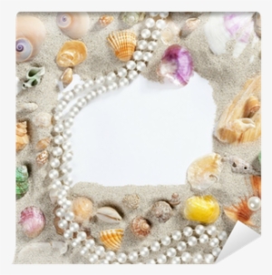 Border Frame Summer Beach Shell Pearl Necklace Wall - Necklace