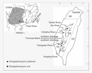 Sampling Localities Of Sinogastromyzon Puliensis And - Diagram