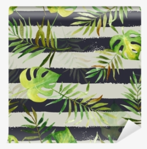 Seamless Pattern With Watercolor Tropical Leaves On - Watercolor Painting