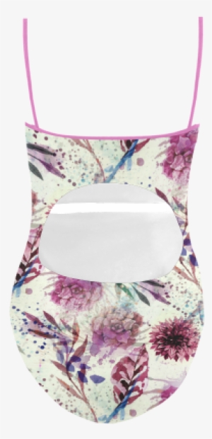 Watercolor Flowers Strap Swimsuit - Day Dress