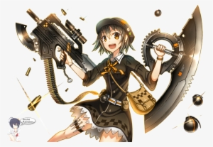 Anime Girl With Gun And Dagger Render By Iamecchi-d6l2rn4 - Anime Girl With Weapon