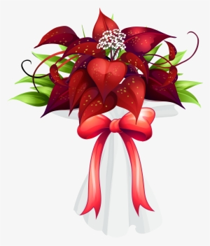 Red Flowers Bouquet Png Clipart Image - Birthday Flower Bouquet Png