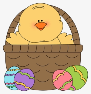 Chick Inside An Easter Basket - Clip Art Easter