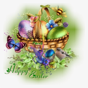 Elegant Easter Basket With Easter Eggs - Easter