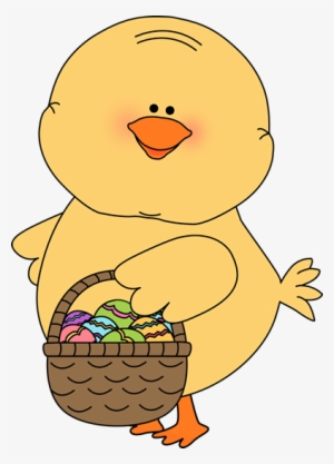 Chick Carrying Easter Basket - Cute Easter Clip Art