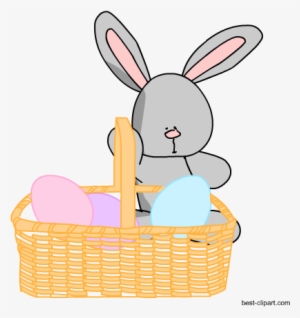 Easter Bunny With Basket Full Of Eggs - Easter