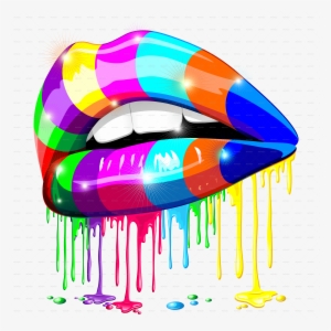 Dripping Lips Png - Rainbow Lips Clip Art