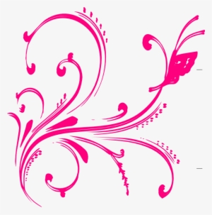 Gold Floral With Butterfly Clip Art At - Pink Floral Vector Png